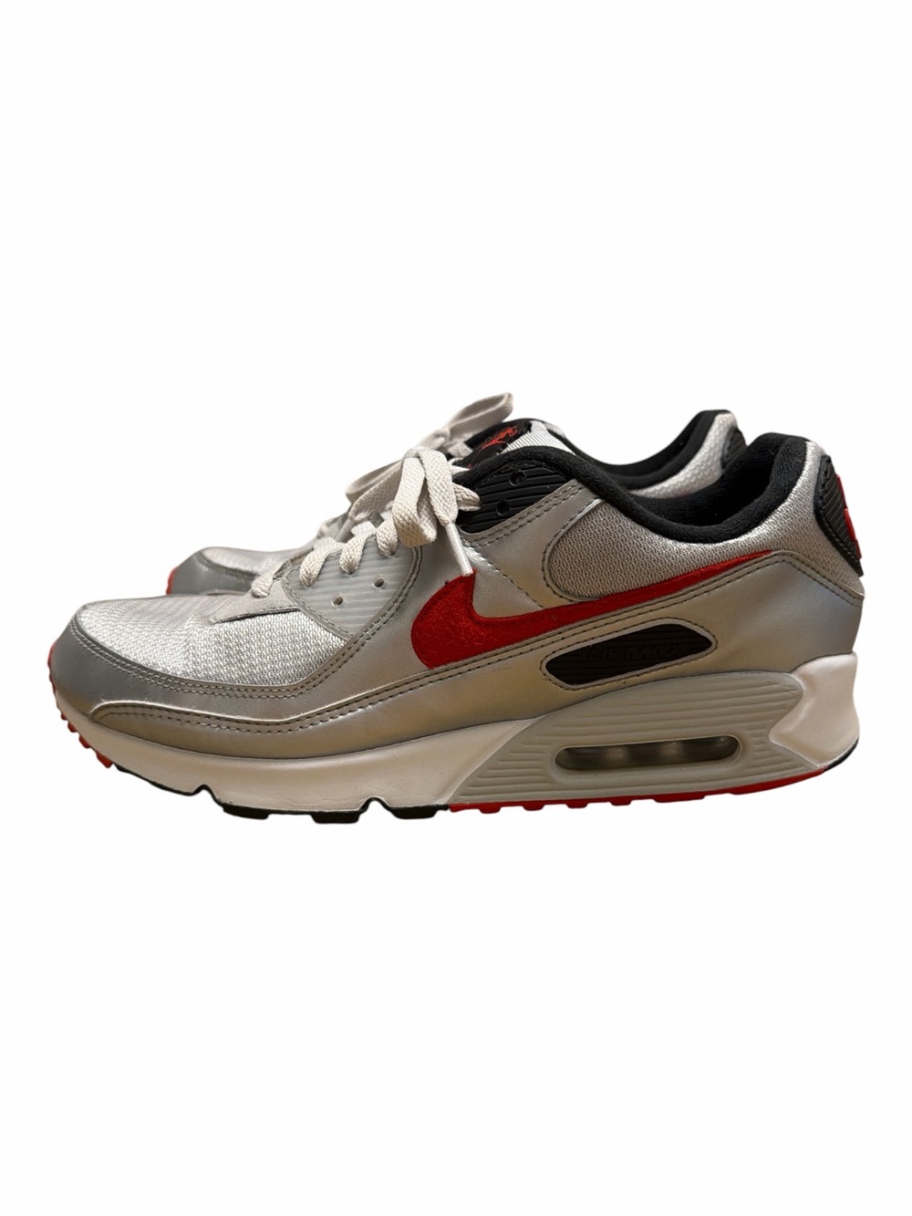 Nike Air Max 90 Silver Red Black Sneakers Men’s 12 DX4233-001